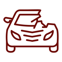 Emergency icon: pet struck by vehicle, requiring immediate veterinary care